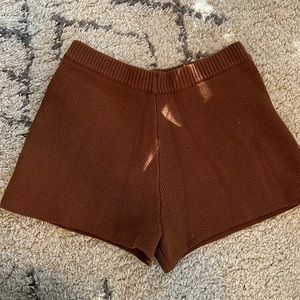 Brown Knit Shorts